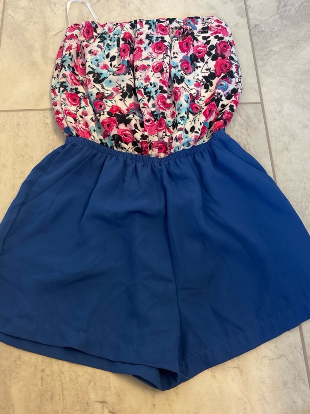 iris Floral Pink & Blue Sleeveless Romper